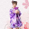 Costume da ragazza floreale giapponese Costume di Halloween Anime Cosplay Uniforme da donna per festa a tema Vestito operato da kimono viola Sakura sexy