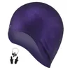 Cheveux longs natation hommes femmes bouchons d'oreille coup de nez arge arge gros silicone filles imperméables natation chapeau de piscine Caps de plongée professionnelle5671215