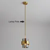 Golden Vintage Bedside Copper LED Small Pendant Lights Modern Minimalist Cofe Bar Clothing Store Smoke Gray Glass Hanging Lamps