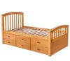 US Stock ORI FOURRURE Taille double plate-forme de stockage Lit Lit en bois massif avec 6 tiroirs pour les enfants adultes SG000116LAA