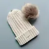 ファッション子供編みキャップ冬の温かい帽子ビッグボールウールハットかわいい赤ちゃん模倣ラクーン髪6色2〜12歳