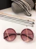 New high-quality round chain sunglasses metal leather pearl chain rectangular glasses