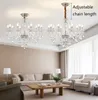 Im europäischen Stil Wohnzimmer LED-Kristall-Kronleuchter Luxus-Duplex-Stehpendelleuchte Schlafzimmerlampe moderne minimalistische Restaurant-Pendelleuchte