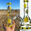 Eau Bongs Yellow Bee Imprimer DAB Plateaux Percolater 14mm Bol Stept Perc Verre Bong Tuyau d'eau Verre Bong 7.8 pouces hauteur