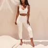 Newasia Womens Loungewear Kniveet Tvådelat uppsättning topp och byxor sommar bodycon skördetoppar byxor jogga femme 2020 ny