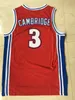 Cambridge Jersey # 3 Comme Mike Knights Movie Basketball Maillots cousus Blanc Rouge Cousu 100% Taille S-XXL