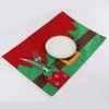 Christmas Table Mat Santa Belt Merry Christmas Table Dish Bowl Food Placemat with Cutlery Holder Xmas Dinner Decor