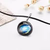 Nebula Space Universe Galaxy Halskette Sterne Glaskugel Anhänger Kristall Collares Planet Muster Leder Anhänger Halskette Für Unisex