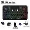 Q9s Mini Teclado sem fio retroiluminado colorido com suporte para touchpad RGB Q9 Air Mouse Controle remoto para Android TV Box/Tablet