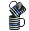 350ML الخط الأزرق USA الشرطة الأقداح الخط الأزرق القدح السيراميك قهوة حليب كأس ترامب القهوة البهلوانات مقبض الكؤوس السيراميك GGA3667-2