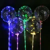 Balon LED Transparent Lighting Bobo Ball Balons Light z 70 cm bieguna LED LIGE LIGHT Dekoracja przyjęcia weselnego