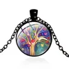 Arbre de vie collier cabochons verre lune colliers chaîne souhaitant pendentif hip hop bijoux de mode