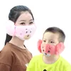 6style 2 en 1 enfants dessin animé ours masque facial avec cache-oreilles en peluche épais et chaud enfants bouche masques hiver bouche-moufle GGA3660-7