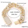 Pulseira de cuba bracelete de hiphop bracelete de diamante completo micro cúbico zircônia masculina jóias de cobre plating14k Gold Fashion5298173
