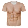 Dla Man 3d T-shirt Bodybuilding Symulowany Mięśni Tatuaż Tshirt Casual Nude Skin Chest Muscle Tee Koszula Krótki Rękaw 2020 Nowy Hot
