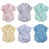 Одежда для маленьких девочек и мальчиков 03 года, комбинезон, халат с короткими рукавами и цветочным принтом, мягкий хлопковый детский кимоно, одежда для сна для новорожденных16257774