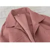 Moda Mulheres Conjunto de duas peças Ladies Pink Corduroy Jacket Salia Casual Mulheres Conjunto de outono Salia curta Capaco de veludo solto 2pcs Terno