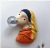 Магниты на холодильниках Мультфильм Статуя Свободы Ван Гог Мона Лиза Девушка дует Пузырь Смола Холодильник Наклейки