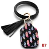 Leather Bracelet Keyring Pendant Key Chains Rings Neoprene Tassel Alcohol Hand Sanitizer Bottle Holder 30ML Portable Mini Keychain Bag Charm