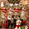 Grote maat Kerstfeest kous opknoping sokken boom ornament decor sokken geschenk snoep tas kous nieuwe jaar prop sokken xmas decoratie