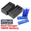 4PACK 11.1W 3000mAh Rechargeable 18650 Battery 3.7V BRC Li-ion Battery for Flashlight Torch Laser Headlamp+2 x 18650 Dual Charger