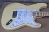 Factory Custom Milk Yellow Electric Guitar with Maple Fretboard,White Pickguard,Chrome Hardware,Can be Customized