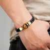 Classico doppio bracciale in vera pelle rotonda naturale Tiger Eye Stone Bracciali da uomo Gioielli da uomo magnetici in acciaio inossidabile