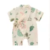 INS nouveau-né combinaison vêtements nourrissons à manches courtes dessin animé impression mousseline coton barboteuses bébé garçon fille vêtements vêtements de nuit 5 styles M2519