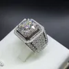 Anillos de boda para hombre a la moda, joyería de alta calidad, anillos de compromiso de piedras preciosas para mujer, anillo de plata con diamantes simulados 215V