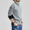 2020 Inverno Outono Estilo Coreano Camisola Quente Turtleneck Lã Retalhos Sweater Homens Knitwear Casaco Masculino Male Jumper Pullover