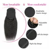 Dragsko Mänskligt hår hästsvans 10A Naturlig Svart Afro Kinky Curly Extension för kvinnor 100 % Virgin Brazilian Hair Clip i Straight