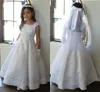 Robes de demoiselle d'honneur en satin simples pour mariages, longueur cheville, avec des appliques, robes de fête d'anniversaire pour enfants, robe de première communion, AL7030, 2021