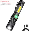 As lanternas tochas 8000lm USB Recarregável Super Bright Magnetic LED Torch com Cob Sidelight Um clipe de bolso zoomable para Camping14873339