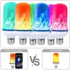 Atualizado RGB LED Efeito de Chama de Fogo Lâmpadas 4 Modos Múltiplas Cores E27 Halloween Christmas Decorativo Luz Atmospher Light Phone App