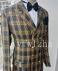 Заказ Проверить ткань Groomsmen двубортный Groom Tuxedos Мужские костюмы Свадебные / выпускной вечер / ужин Шафер Blazer (куртка + штаны + Tie) W65