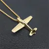 Aircraft Airplane Necklace & Pendant With Stainless Steel Chains For Men Gold Color Men's Hip Hop Jewelry Gifts