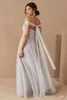 Abiti da damigella d'onore in stile country grigio A Line con involucro senza spalline in tulle Plus Size Abiti da damigella d'onore junior Abito da damigella d'onore