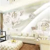 Dostosowana tapeta dla ścian biały trójwymiarowy kwiat tapety tłoczone tło ściany