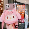 3D Cartoon Cases Conte Plush Cinnamoroll Wallet Comple Cover Silicone Phone Tover for iPhone 14 13 12 11 Pro Max 6 7 8 X XS XR