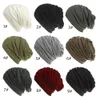 新しい冬の女性編み帽子ベルベット大人のための温かい前かがみビーニーロムウォームウォームチャンキーソフトストレッチウールキャップニットビーニー9color
