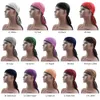 Długi ogon Durag Hip Hop Turban Unisex Oddychający Bandana Hat Silky Satin Durag Do Doo du Rag Długi Ogon Headwrap Headwear