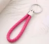 NEW PU Leather Braided Woven Keychain Rope Rings Fit DIY Circle Pendant Key Chains Holder Car Keyrings Epacket Free