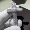 Venda quente Choucong Handmade Luxo Jóias Real 925 Sterling Silver Paver Sapphire CZ Diamante Gemstones Cross Pingente Clavícula