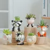 6PCS/Set New Cartoon Animals Flower Pot for Succulents Fleshy Plants Flowerpot Ceramic Small Mini Home Garden Office Decoration lxj197