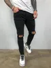 Nouveau jean slim hommes Streetwear détruit déchiré jean Homme Hip Hop cassé modis mâle crayon Biker Patch pantalon pour mens328v