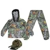 Охотничьи комплекты, летний ультратонкий камуфляжный костюм с листьями, противомоскитная одежда для рыбалки, тактические маскировочные костюмы, футболка и брюки Set14775370