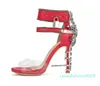 Sandalia Feminina Luxury Metal High Heel Crystal Designer Femme PVC Sandales Préparez la sandale de la sangle à la cheville.09C3562731