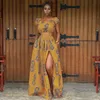 2020 Letnie Afryki Dresses Dla Kobiet Floral Print Dashiki Bazin Panie Ubrania Sexy Ramię Off Robe Africaine Bohemia Spódnica CX200813