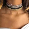 new gold filled iced out hiphop bling wide Miami Curb Cuban Link Chain rock CZ butterfly choker women chain adjust size necklace T200824