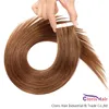 6 Chestnut Brown Straight Tape In Remy Human Hair Extensions Invisible Strong Double Sided Adhesive Tape On Seamless Pu Skin Weft